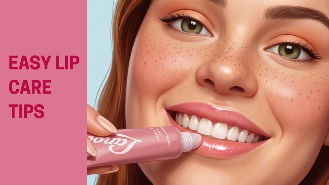 Animated illustration of naturally pink lips for a lip care guide.