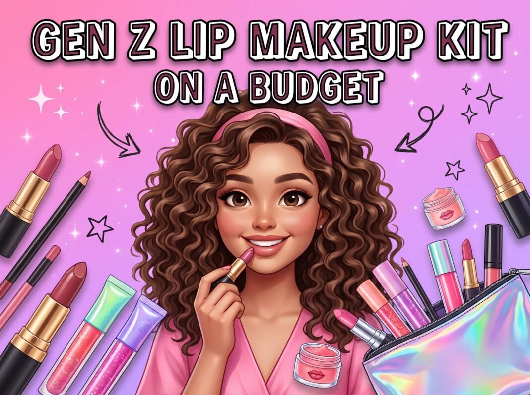 Gen Z Lip Makeup Kit on a Budget Gen Z lip makeup kit on a budget with affordable lip liner, lipstick, lip gloss, and lip balm