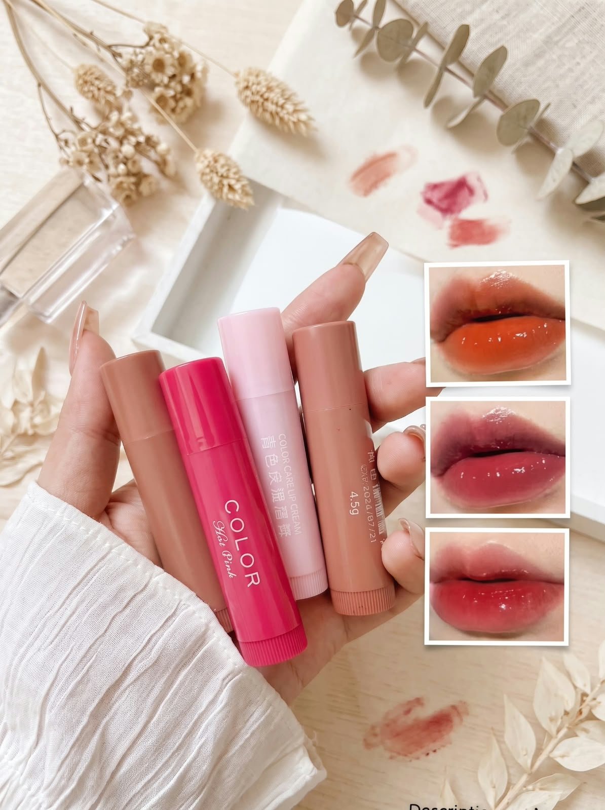 Tinted moisturizing lip balm for adding natural color to lips